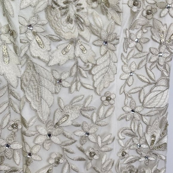 SUE WONG Nocturne White beaded embellished knee length dress womens size 4 - Picture 8 of 16